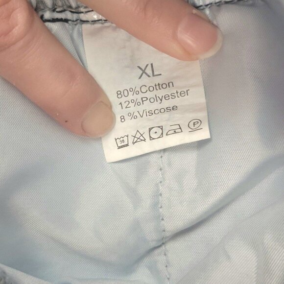 Womens XL comfy elastic tie waist wide leg relaxed light wash distressed jeans - Picture 7 of 11